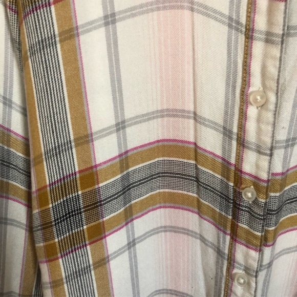 Lucky Brand Shirt XS Striped Button Up Oversized High Low - Picture 4 of 6
